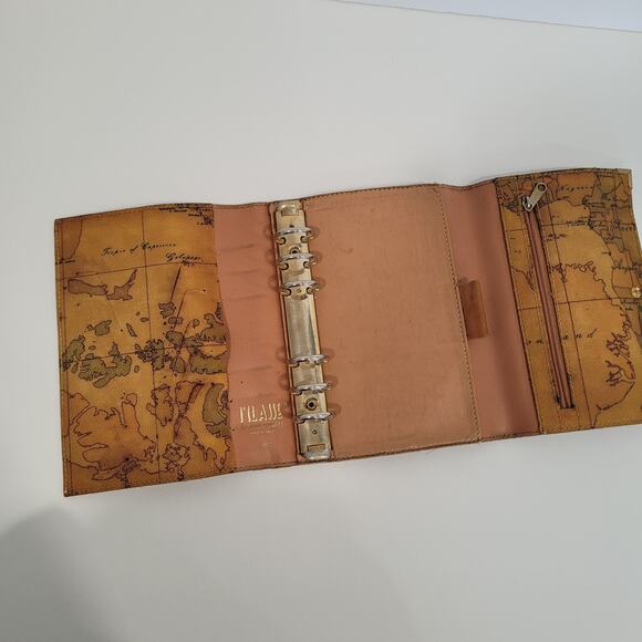 Alviero Martini Organizer Map Geo Leather Planner B6 7x5 Size Notebook Italian - Picture 3 of 10